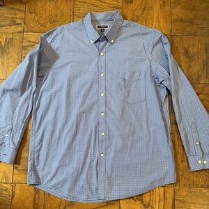 Club Room Men's XL Light Blue Micro-Check Button-Down Shirt